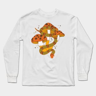 Snake and Mushrooms - Tangerine Long Sleeve T-Shirt